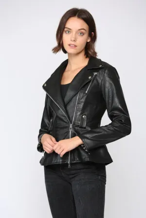 Fate Peplum Faux Leather Biker Jacket