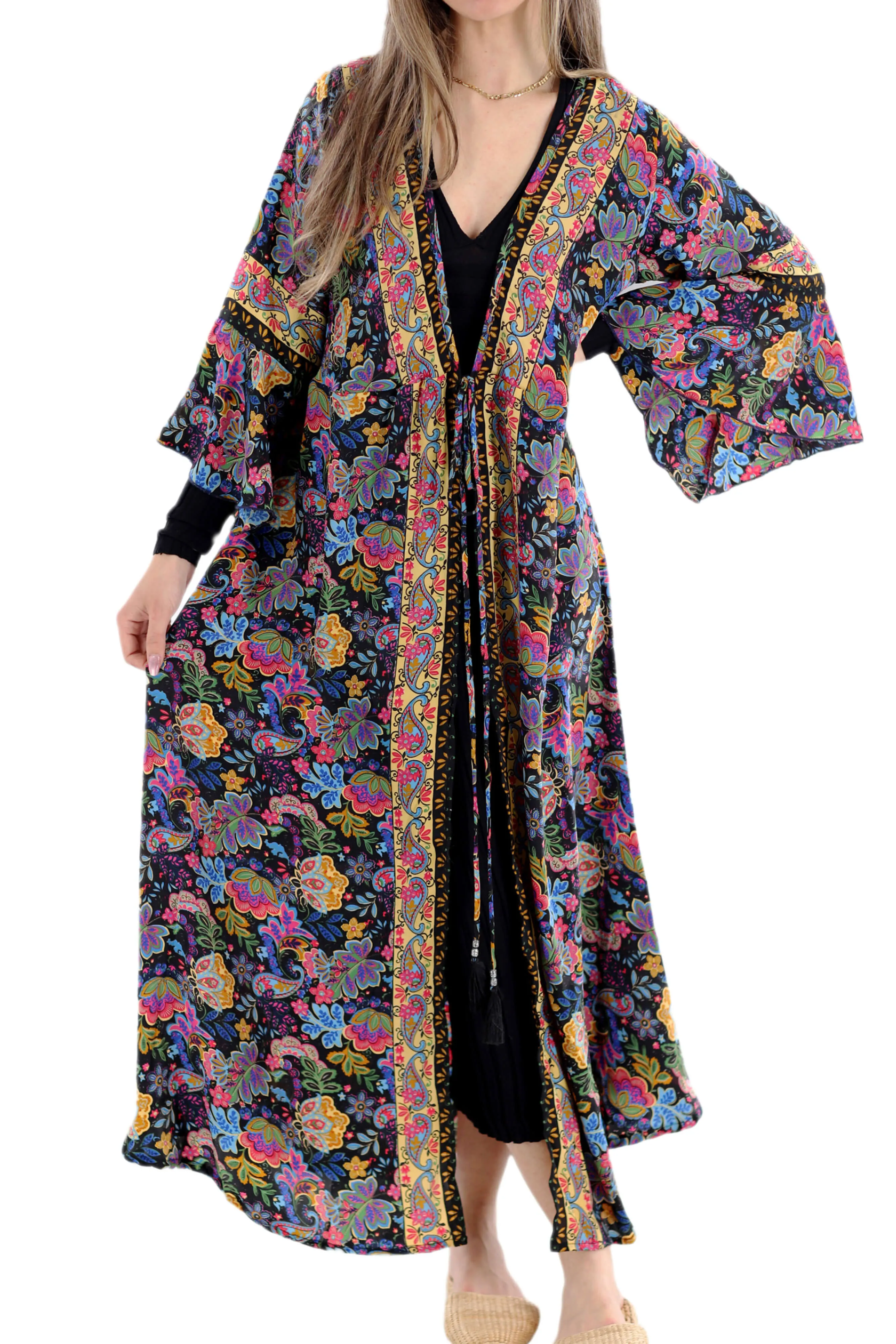 Flowy "Adriana" Maxi Dress Black Multi