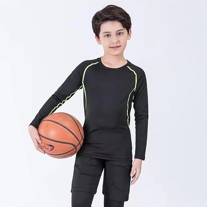 Gavena Boys Compression Sets Youth Athletic Base Layer Kids Thermal Underwear Set Leggings and Shirts Suits for 4 to 12 Years