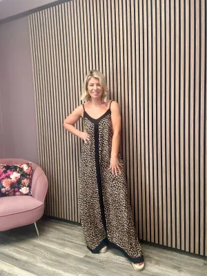 Gina V-Neck Maxi Dress (Leopard Print)