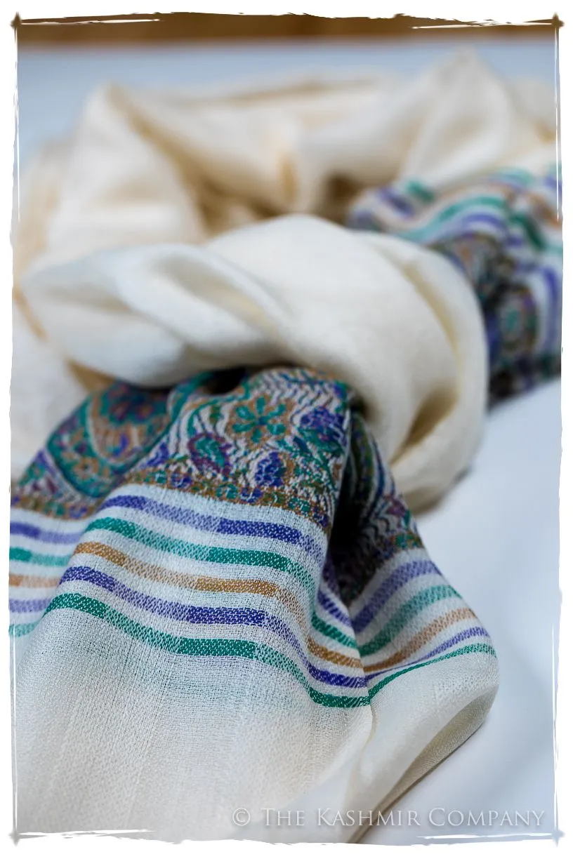 Giovanna Frontière Ivory Kashmir Wool Scarf