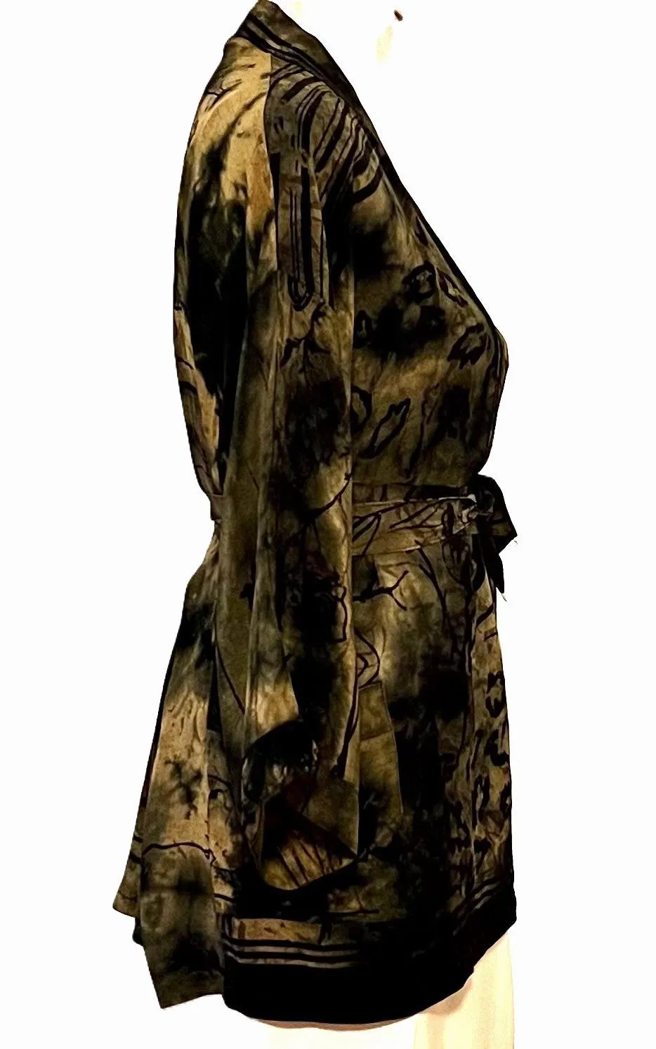 Glamorous Women Short Tie Dye Kimono, Black Bronze