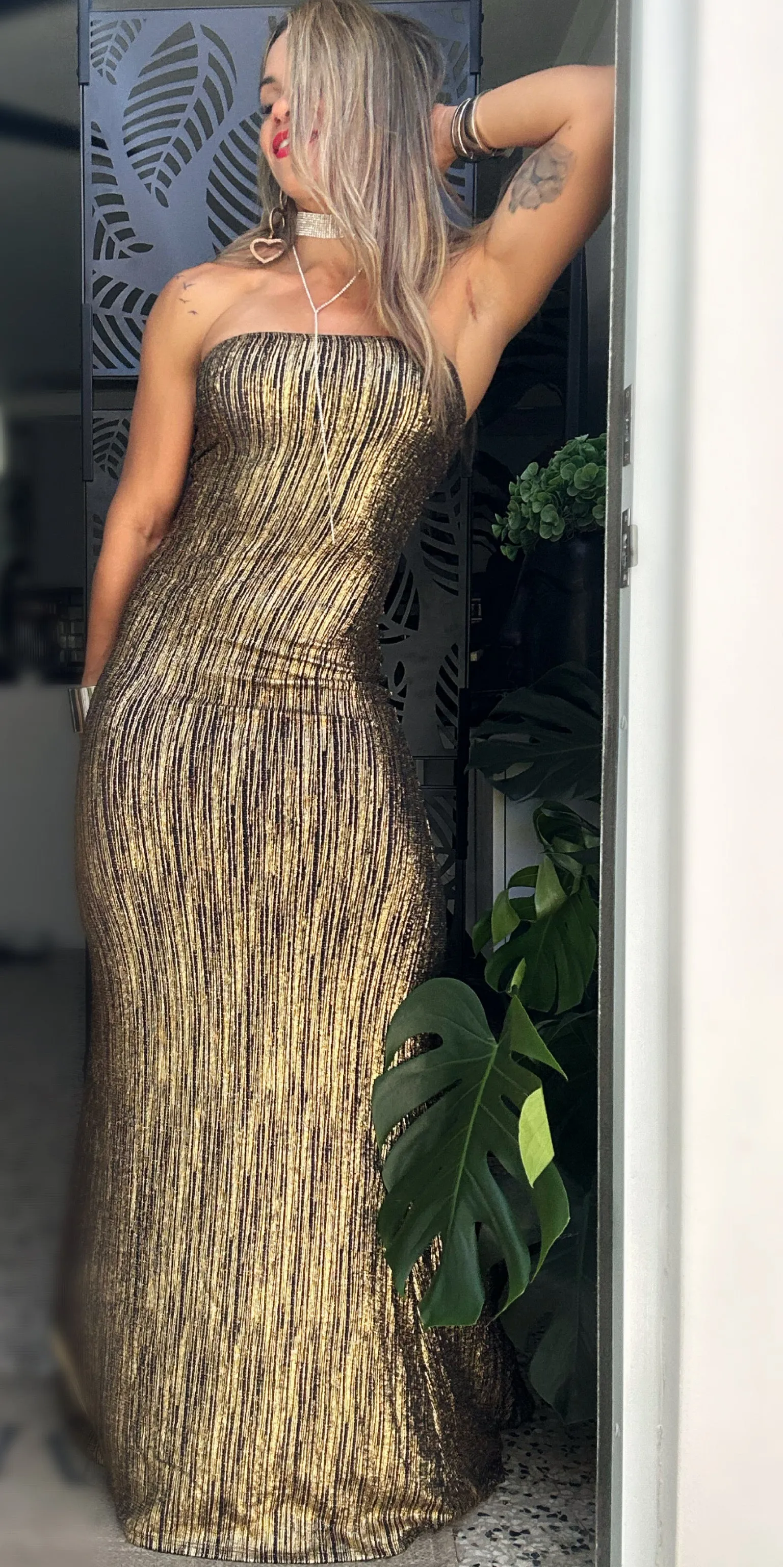 Golden Hour Metallic Maxi Dress