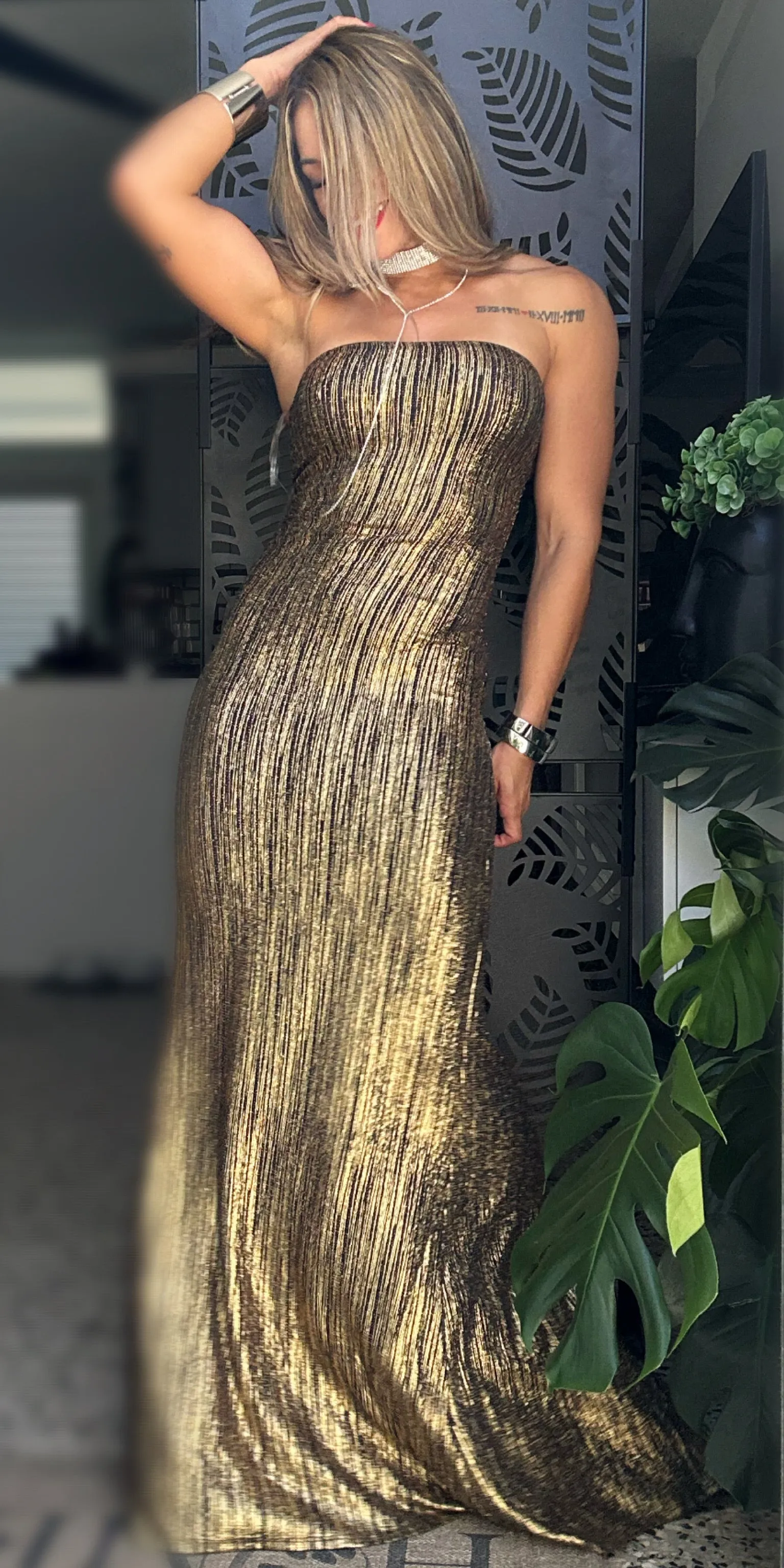 Golden Hour Metallic Maxi Dress