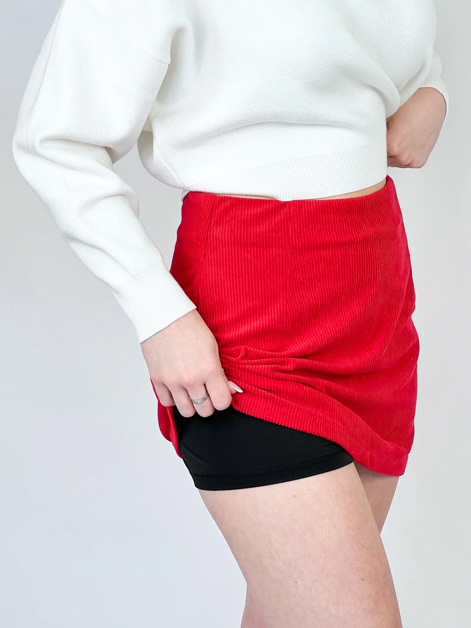 Halara - High Waisted A Line Corduroy Mini Skirt