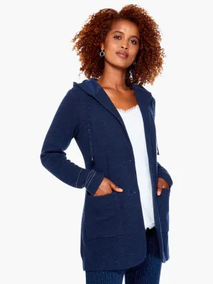 Here Or There Hooded Jacket in Dark Indigo