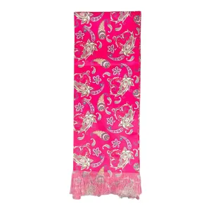 Hotpink Paisley Printed Scarf With Pocket Square