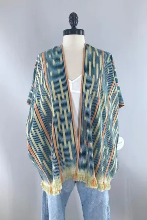 Indigo Baoule Cotton Cardigan - Blue & Yellow