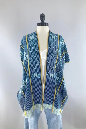 Indigo Baoule Cotton Cardigan - Navy Blue & Yellow