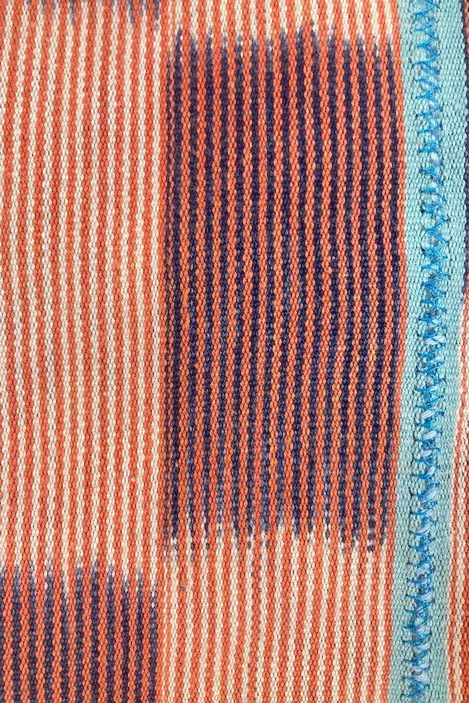 Indigo Baoule Cotton Cardigan - Orange & Sky Blue