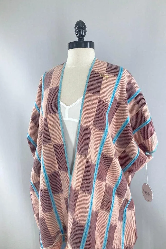 Indigo Baoule Cotton Cardigan - Orange & Sky Blue