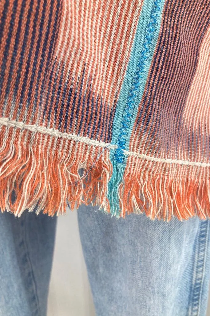 Indigo Baoule Cotton Cardigan - Orange & Sky Blue