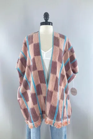 Indigo Baoule Cotton Cardigan - Orange & Sky Blue