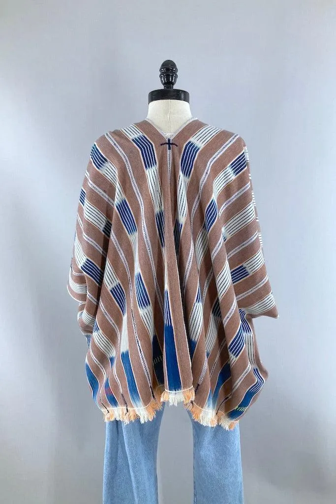 Indigo Blue & Orange Cotton Cardigan