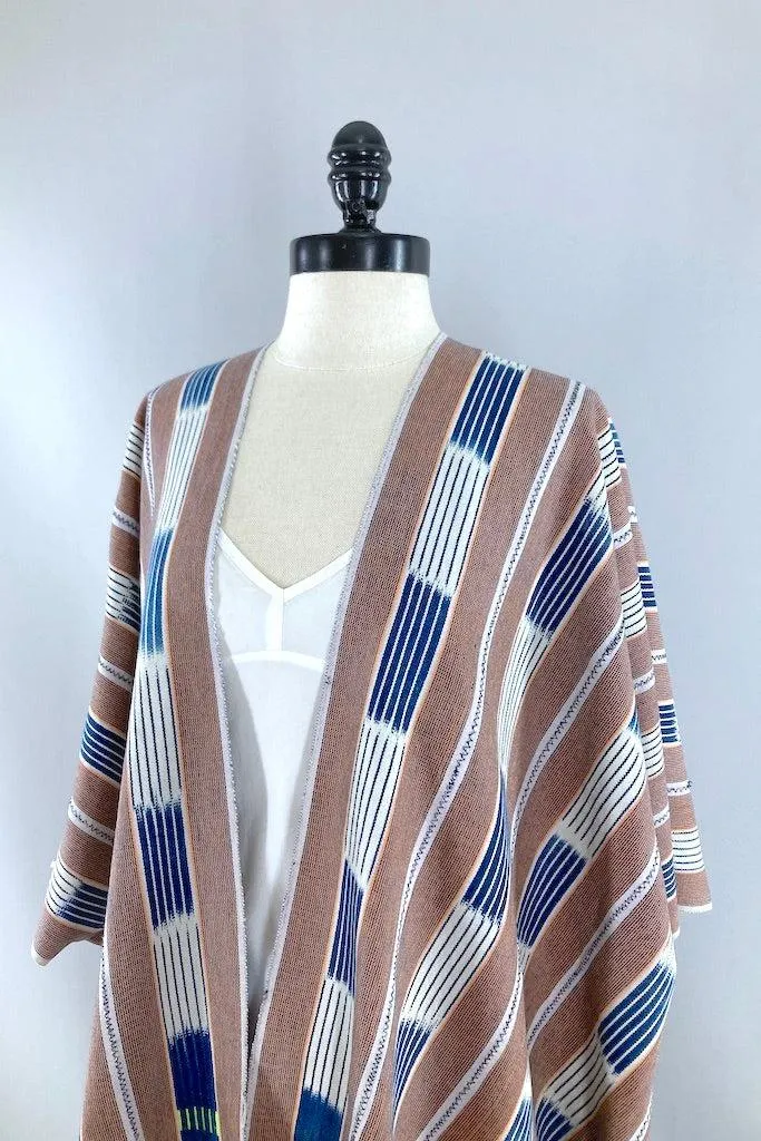 Indigo Blue & Orange Cotton Cardigan