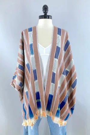 Indigo Blue & Orange Cotton Cardigan