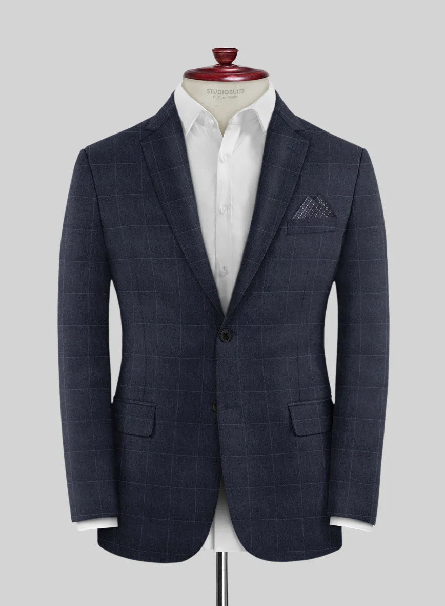 Italian Balca Blue Windowpane Flannel Suit