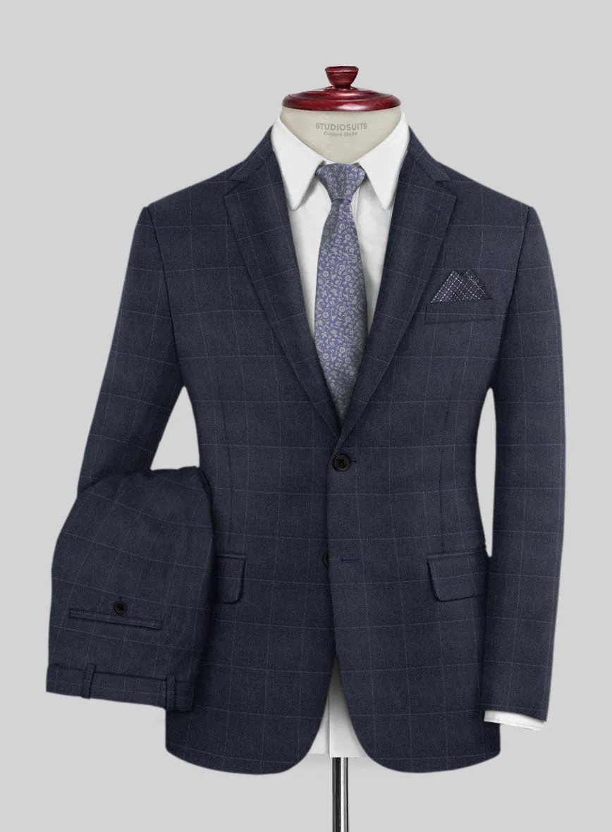 Italian Balca Blue Windowpane Flannel Suit