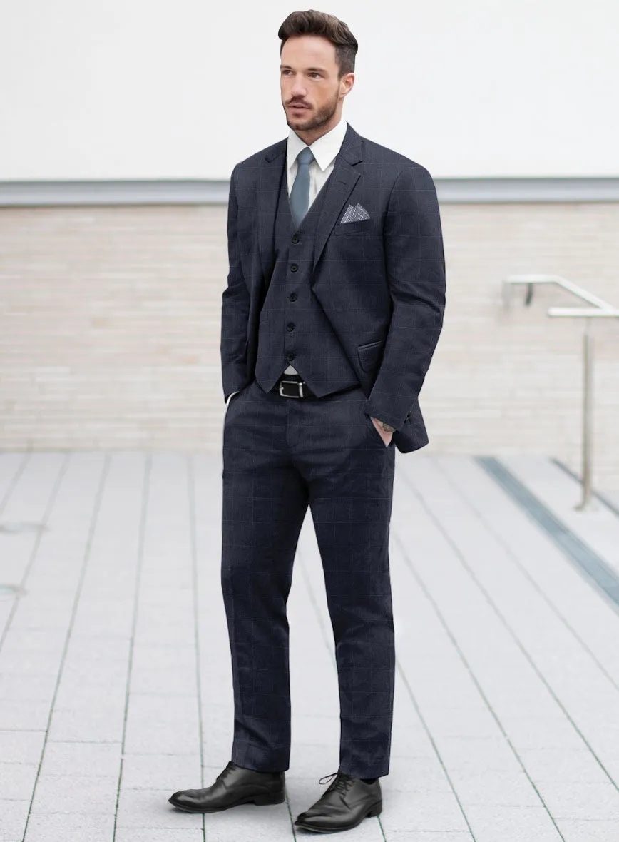 Italian Balca Blue Windowpane Flannel Suit