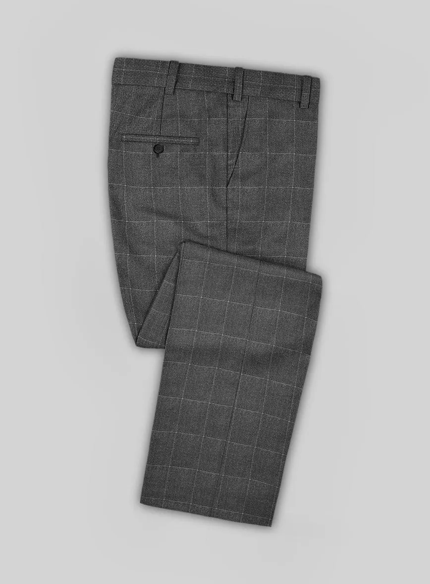 Italian Balca Gray Windowpane Flannel Suit