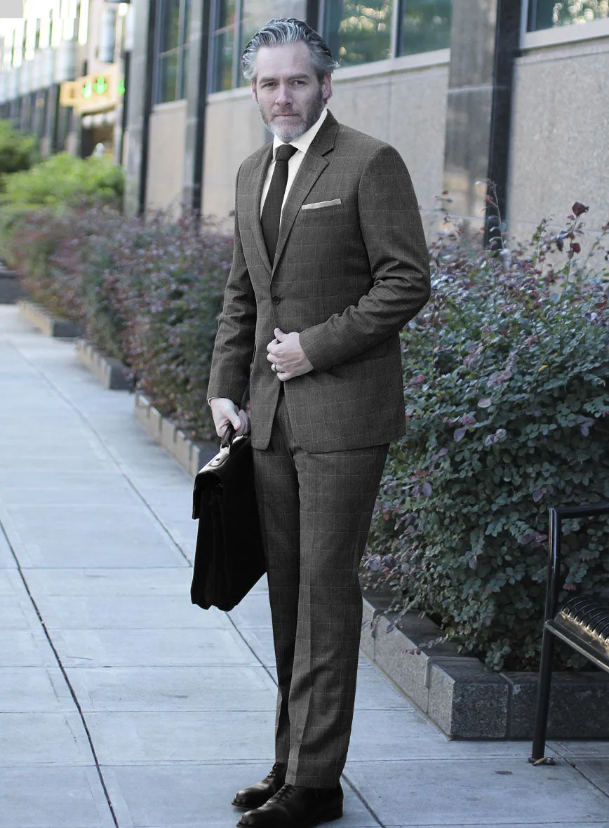 Italian Balca Gray Windowpane Flannel Suit