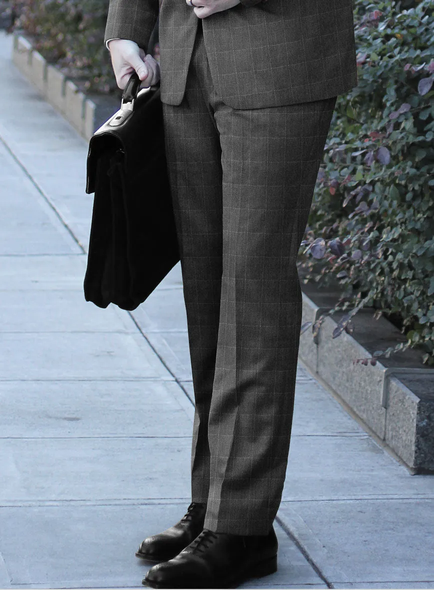 Italian Balca Gray Windowpane Flannel Suit