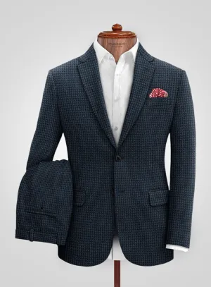 Italian Blue Houndstooth Tweed Suit