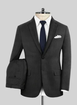 Italian Burta Charcoal Glen Flannel Suit