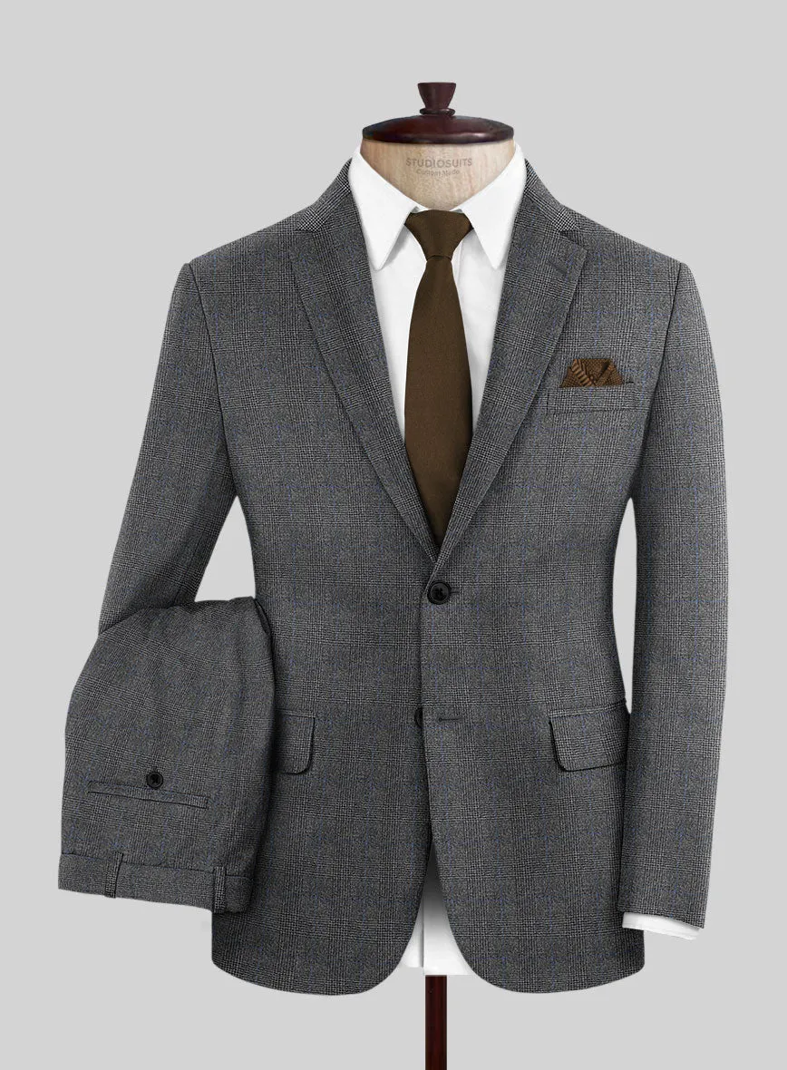 Italian Burta Dark Gray Glen Flannel Suit