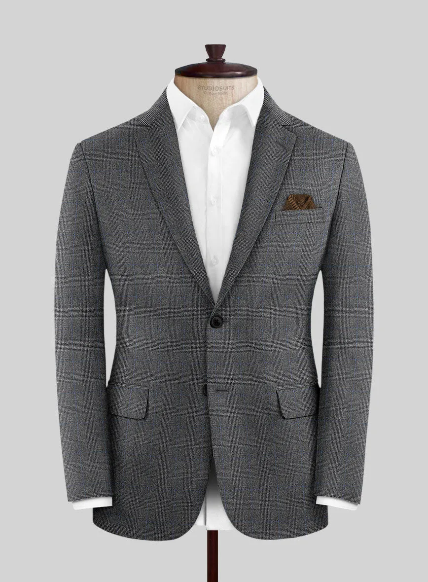 Italian Burta Dark Gray Glen Flannel Suit