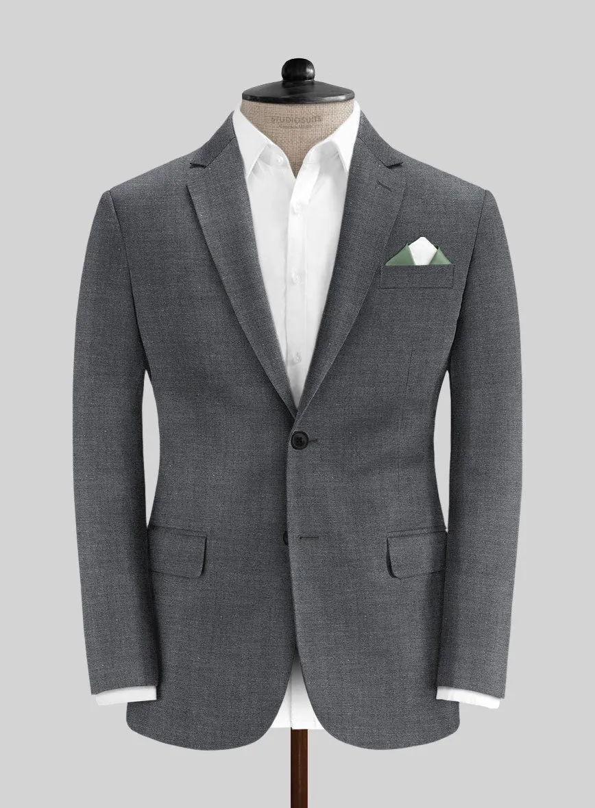 Italian Cotton Lycra Denim Gray Blue Suit