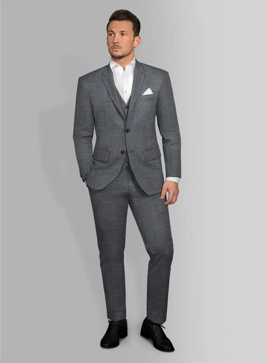 Italian Cotton Lycra Denim Gray Blue Suit