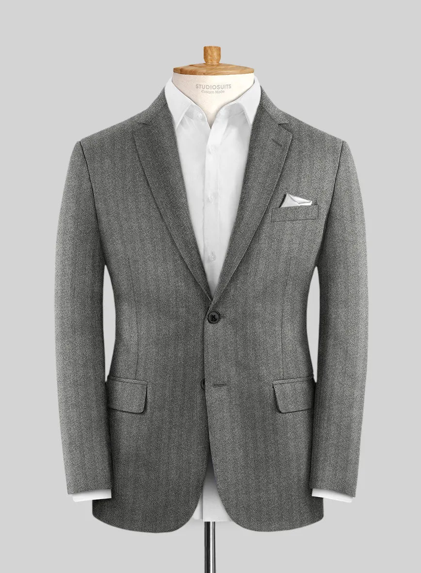 Italian Gray Herringbone Flannel Suit