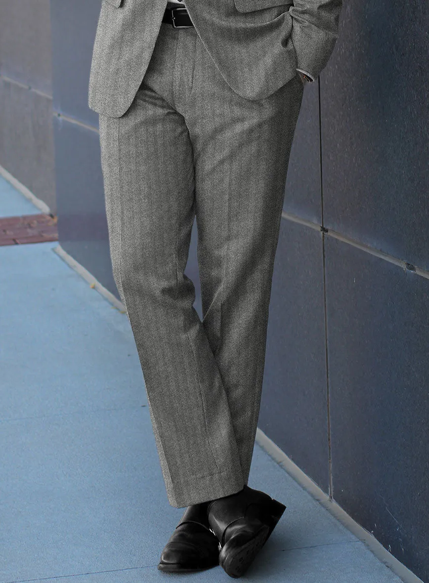 Italian Gray Herringbone Flannel Suit