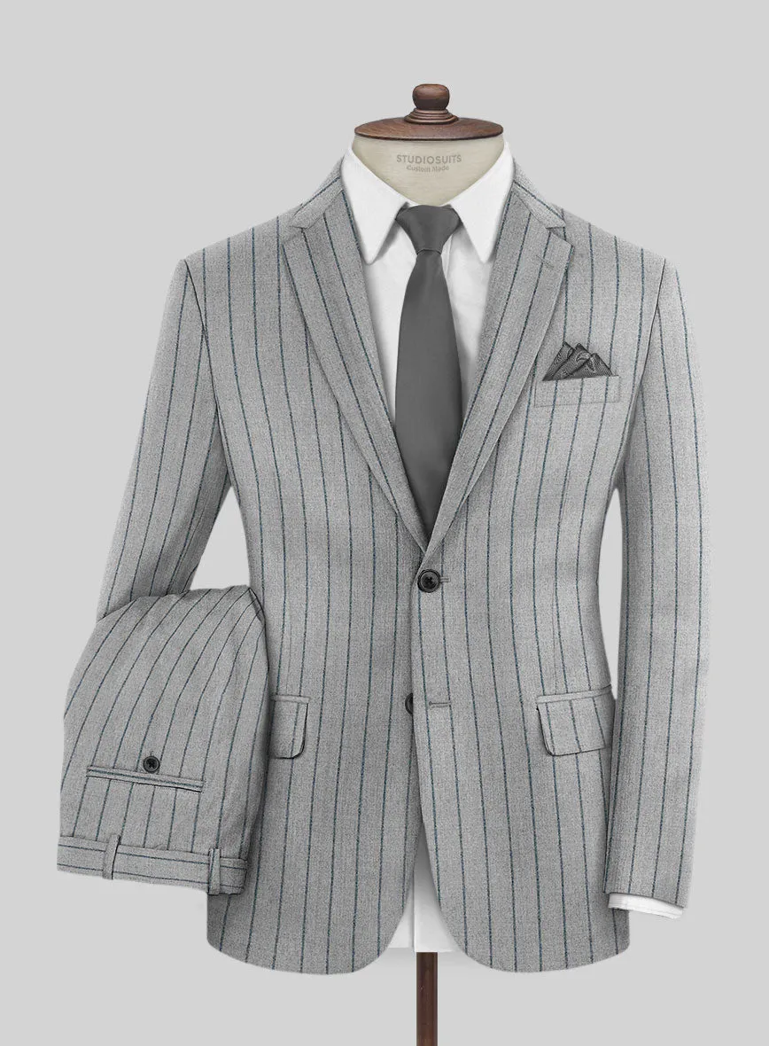 Italian Gray Stripe Cashmere Wool Suit