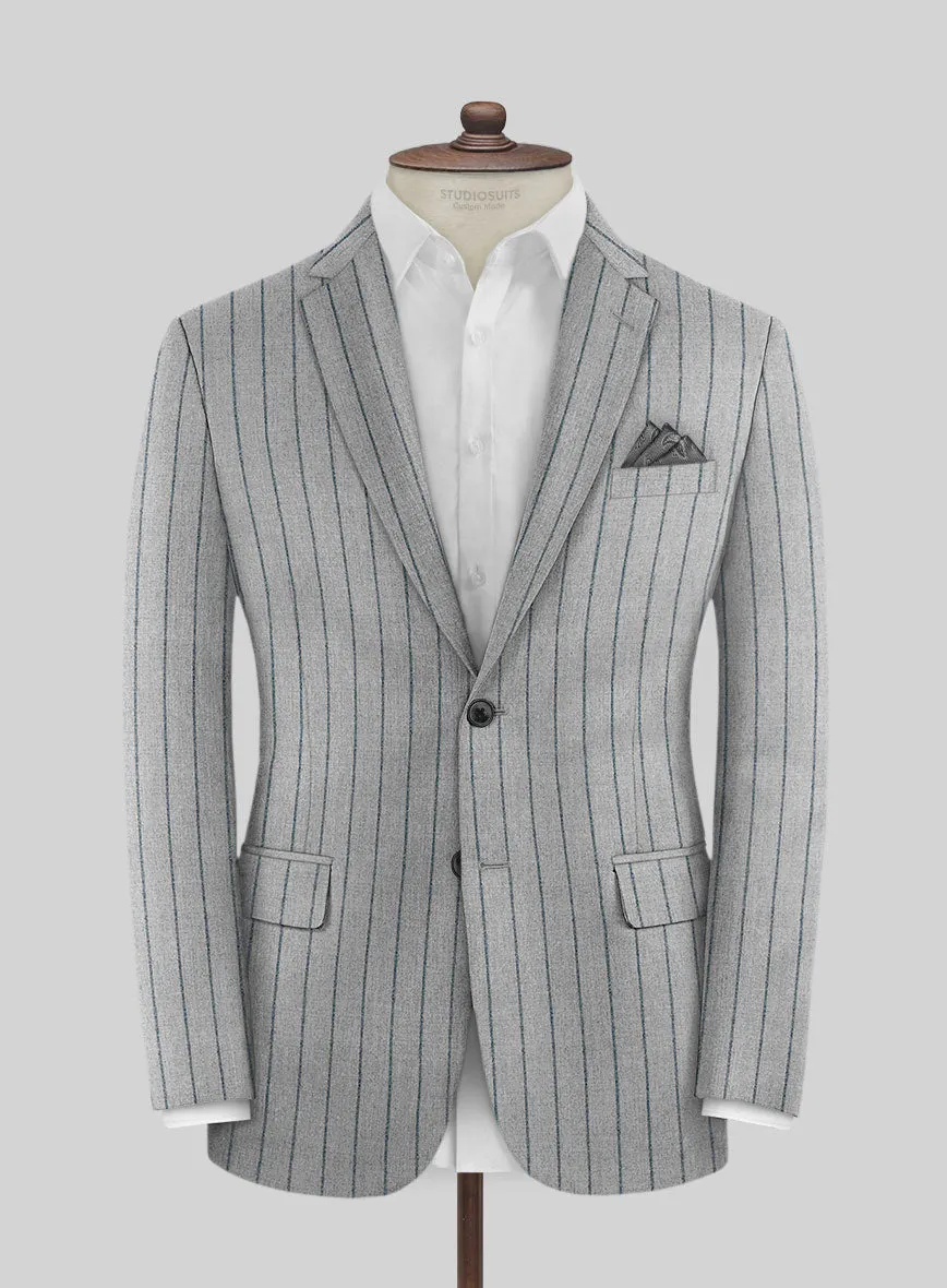 Italian Gray Stripe Cashmere Wool Suit