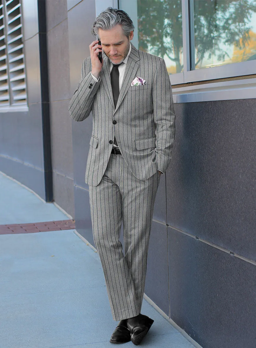 Italian Gray Stripe Cashmere Wool Suit