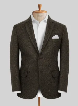 Italian Highlander Army Green Herringbone Tweed Jacket