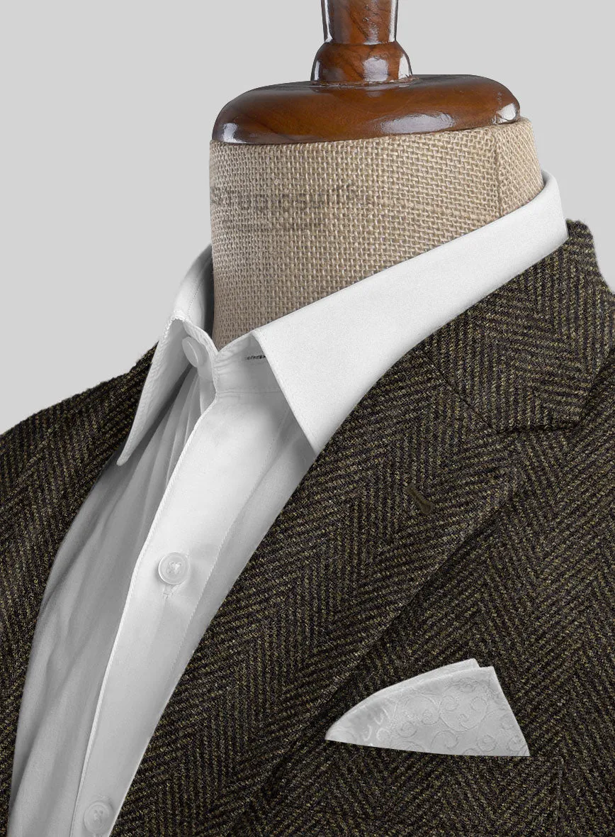 Italian Highlander Army Green Herringbone Tweed Suit