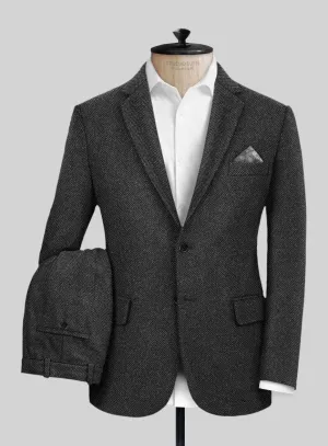 Italian Highlander Charcoal Herringbone Tweed Suit