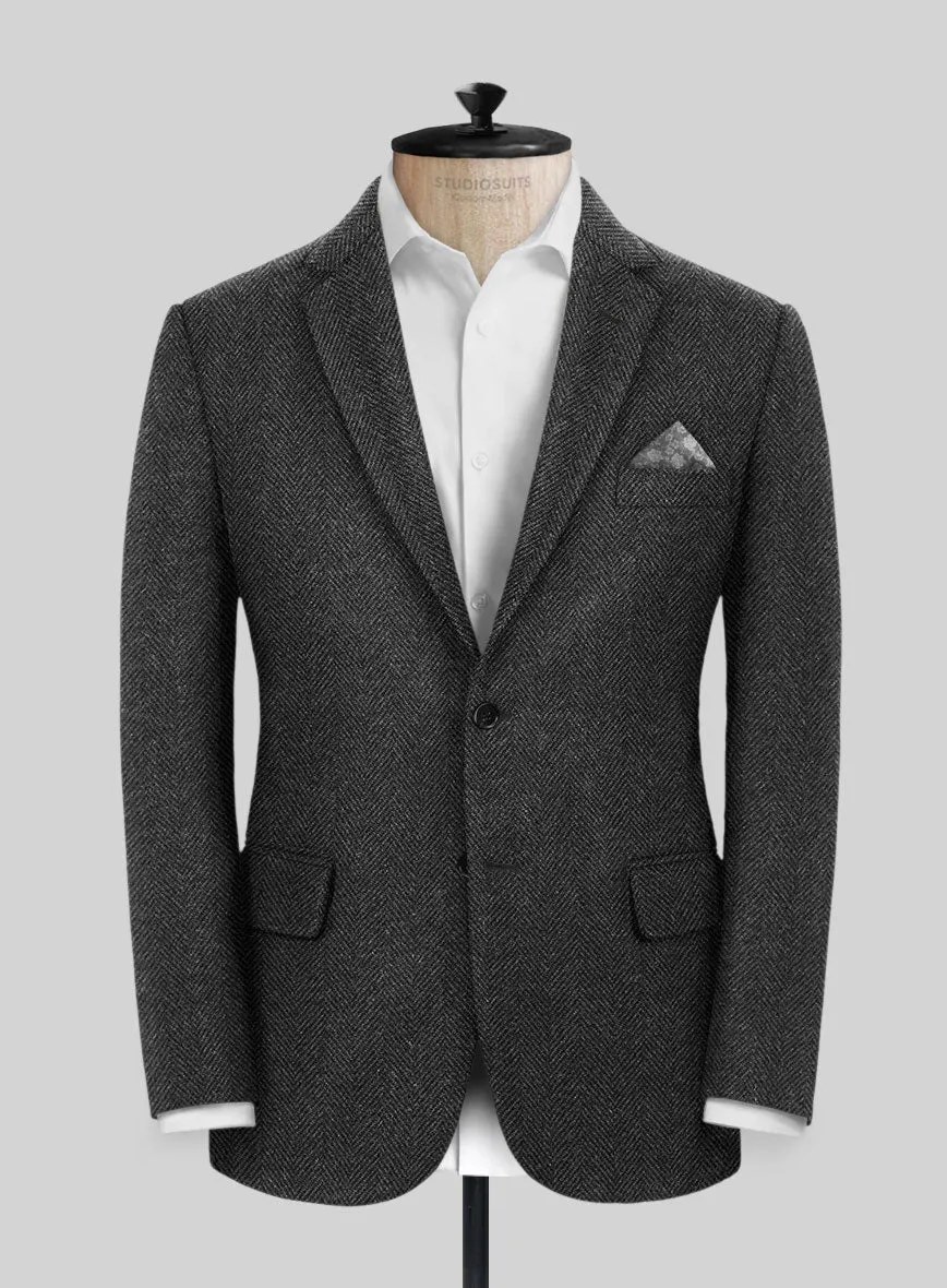 Italian Highlander Charcoal Herringbone Tweed Suit