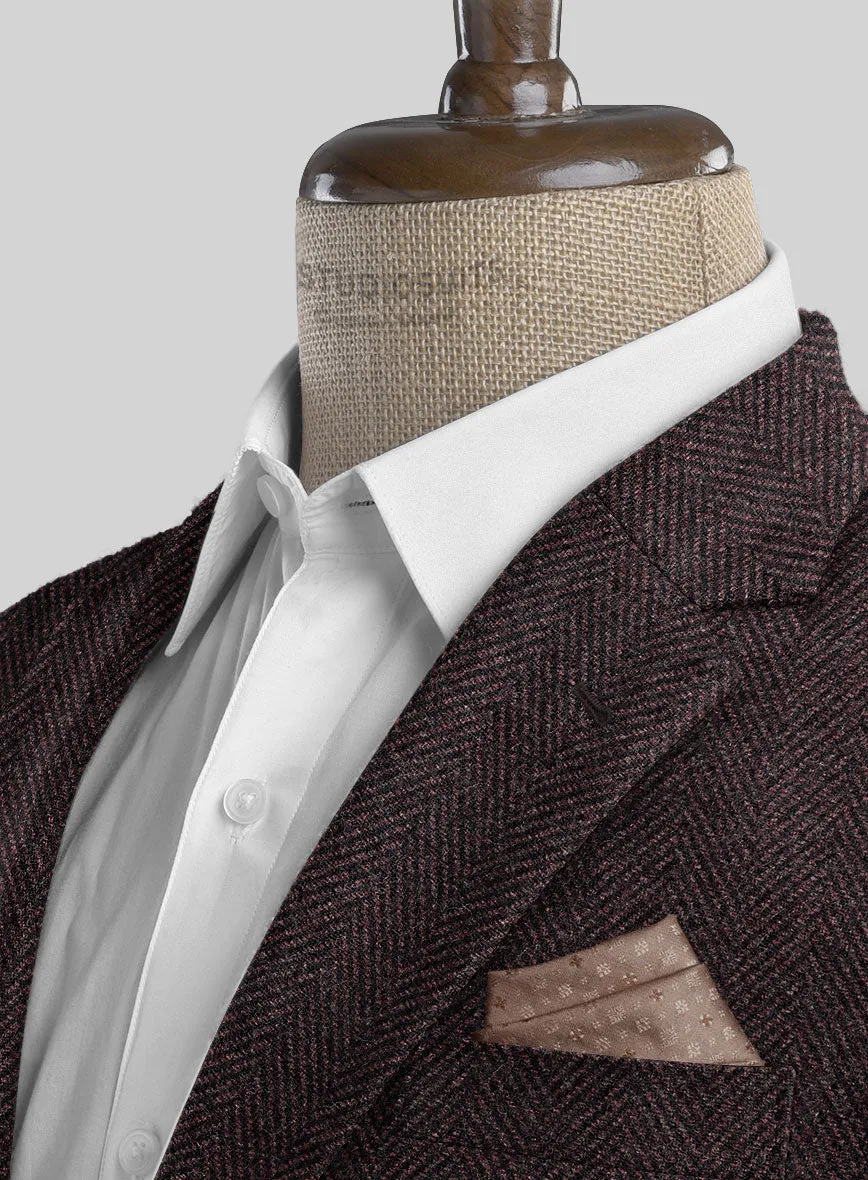 Italian Highlander Dark Wine Herringbone Tweed Suit