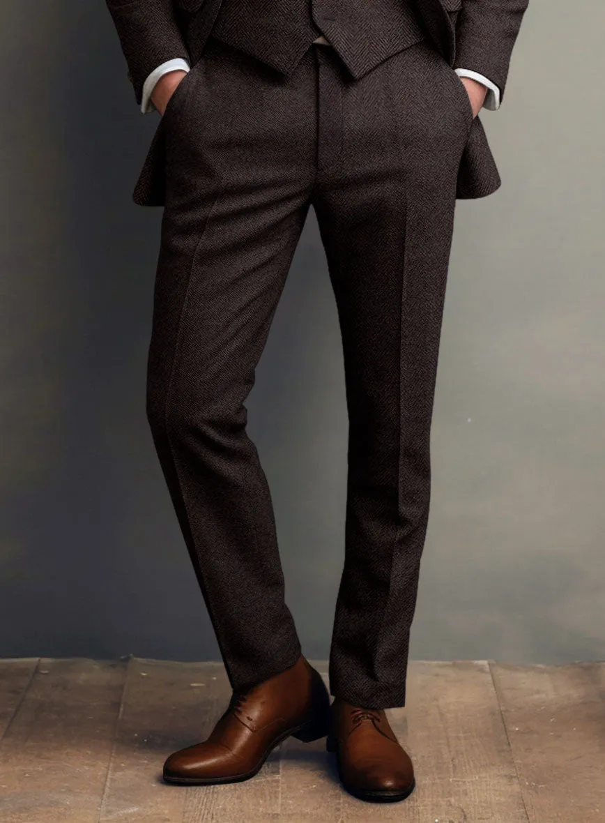 Italian Highlander Dark Wine Herringbone Tweed Suit