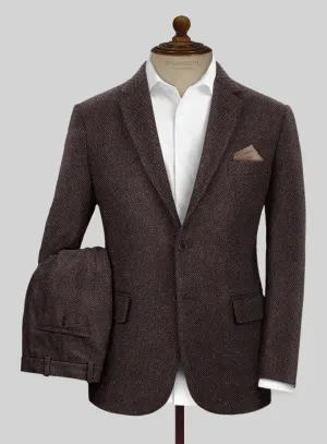 Italian Highlander Dark Wine Herringbone Tweed Suit