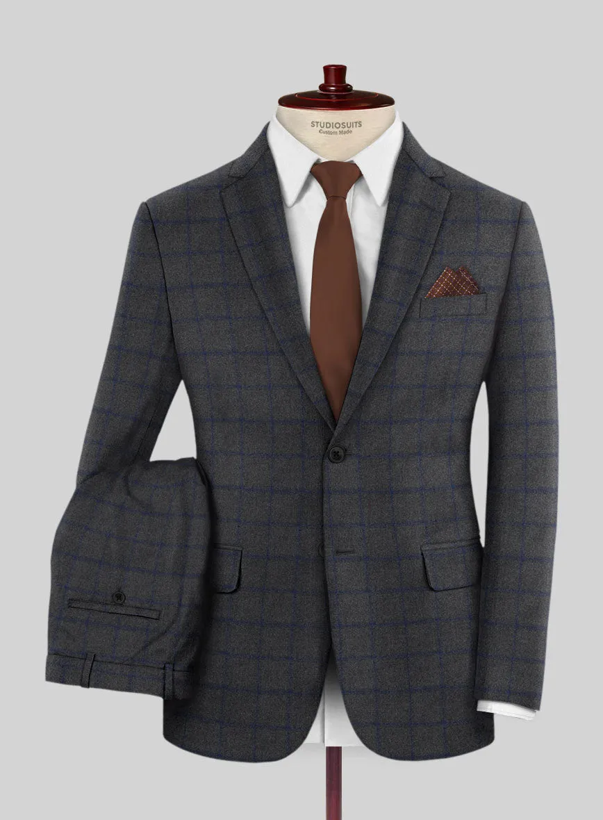 Italian Jamen Gray Checks Flannel Suit