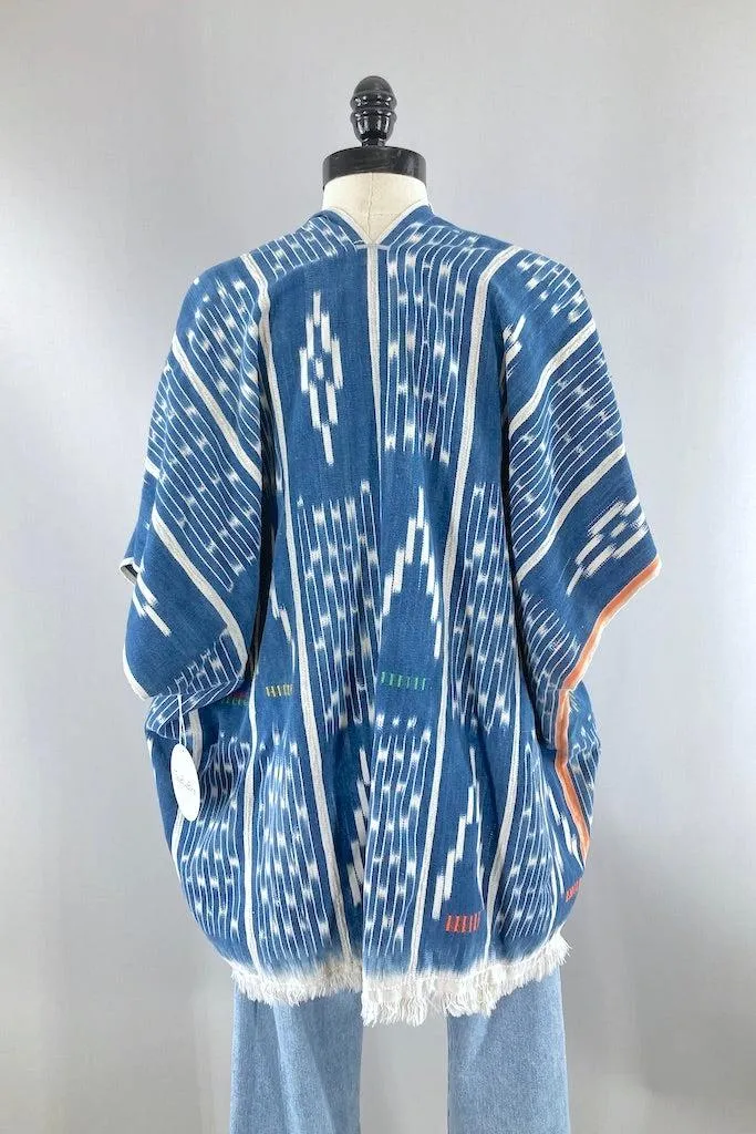 Ivory Coast Denim Blue Indigo Cotton Cardigan