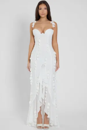 Ivy Petal Bustier Trendy Maxi Dress - White