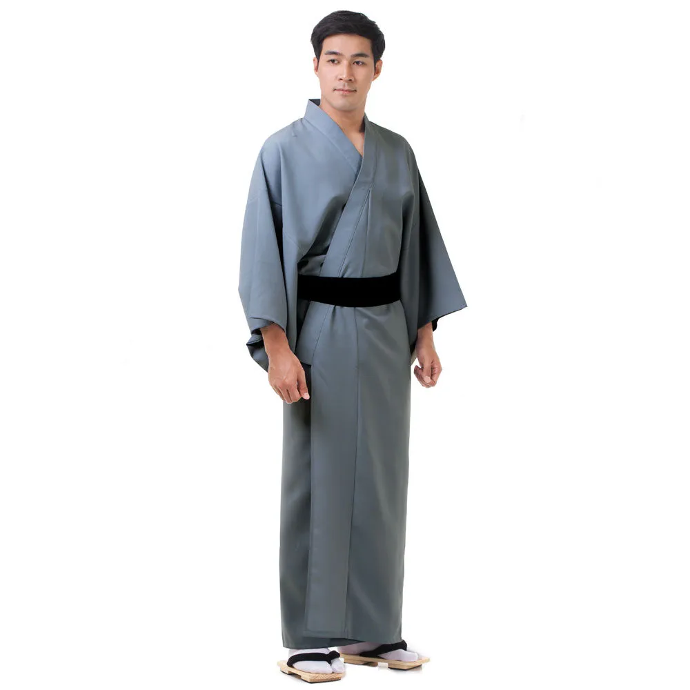 Japanese Gray Shogun Yukata Kimono Robe for Men