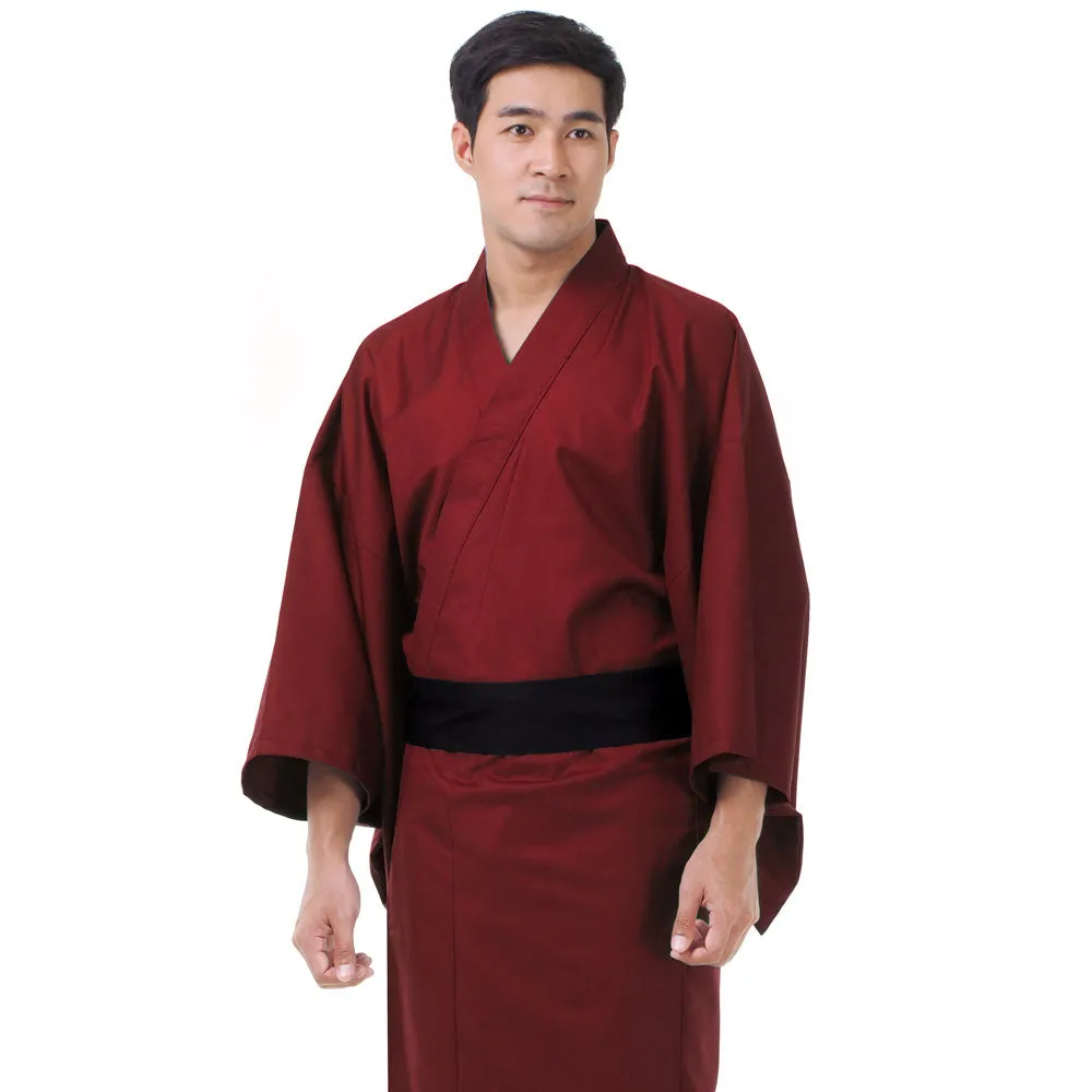 Japanese Red Samurai Yukata Kimono Robe for Men