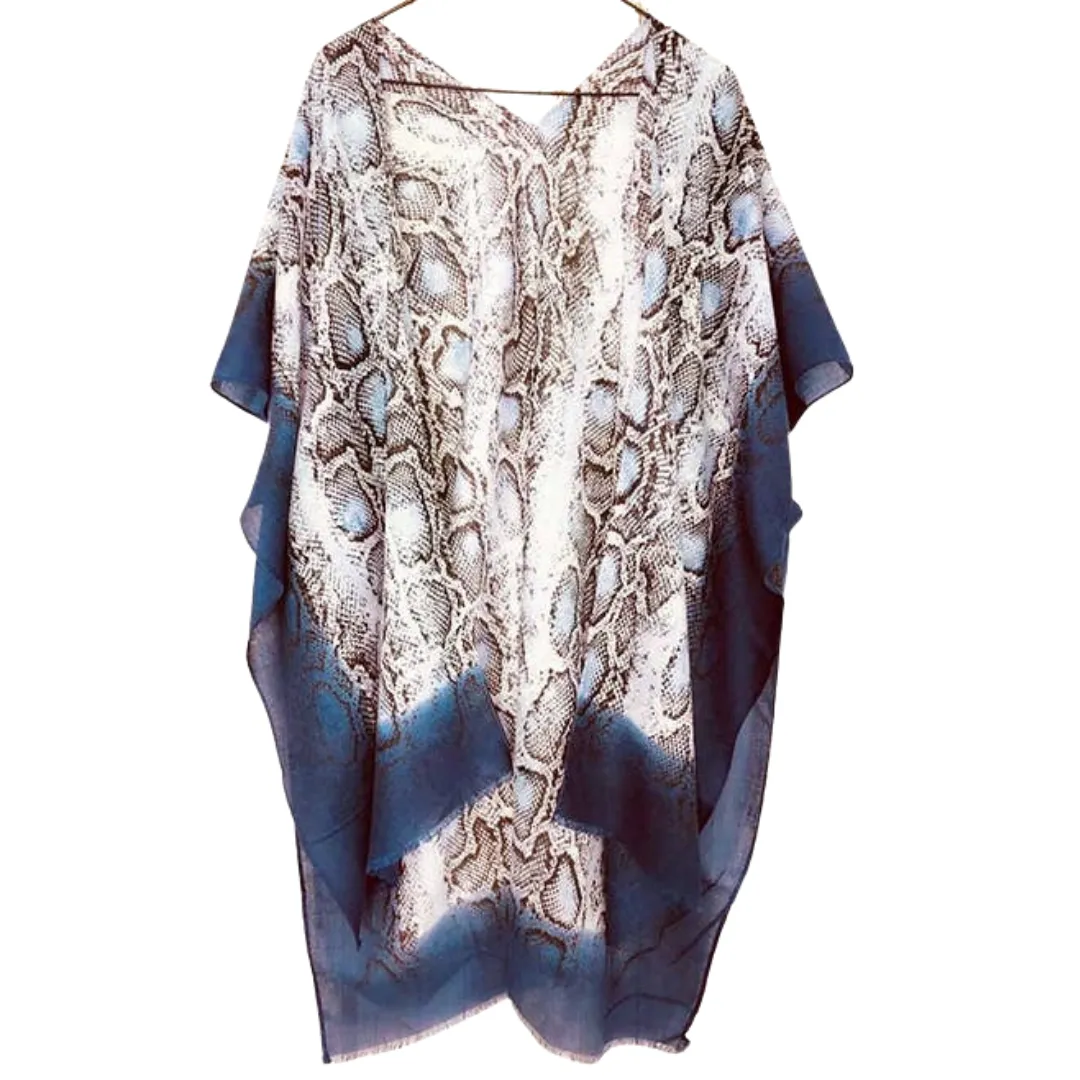 JC Sunny Fashion - Blue  Snake Print  Kimono